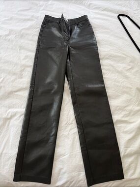 Wilfred Womens Melina Vegan Faux Leather Ankle Pants Black Flat Front Zip Fly 00